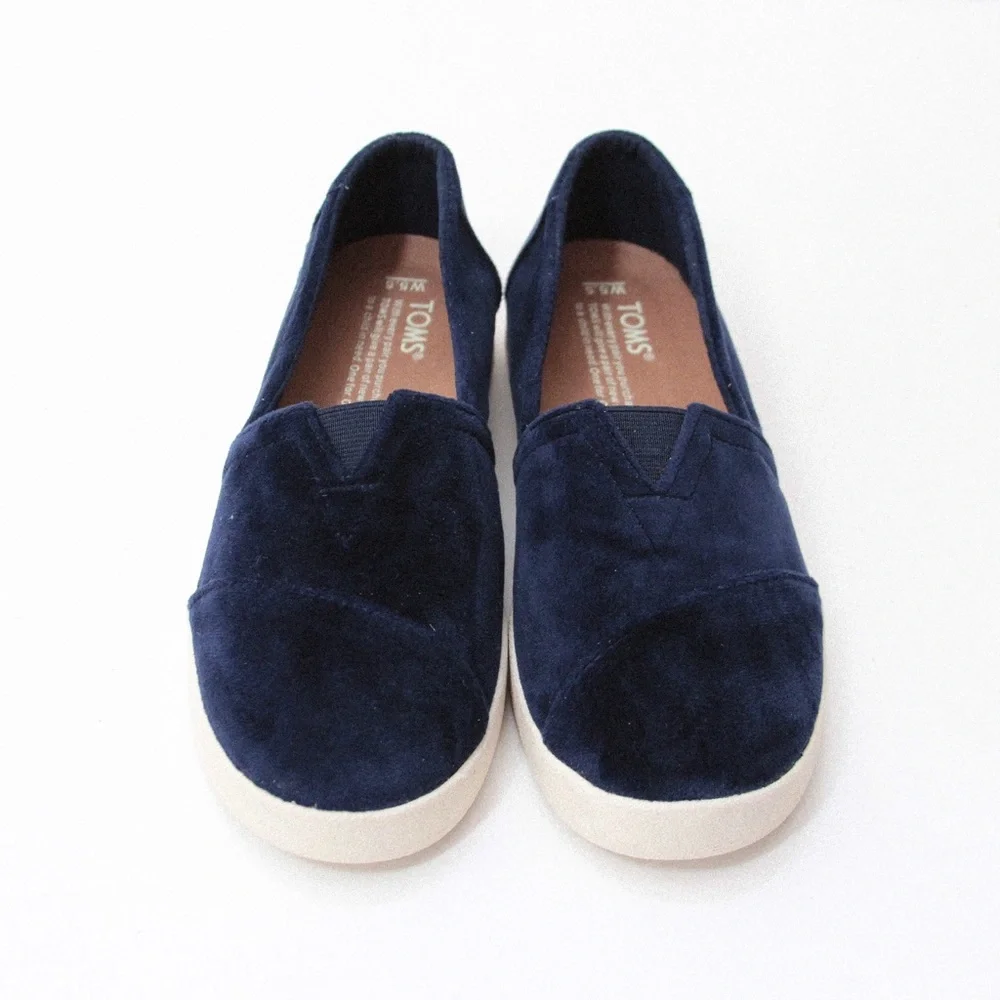 TOMS Avalon Navy Velvet Slip-On Sneakers
